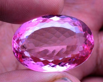 39.00 Cts VVS Natural Pink Topaz AAA Finest Quality Oval Checker Cut Gemstone Huge Size Pink Topaz For Use in Jewelry Decoration or Gift