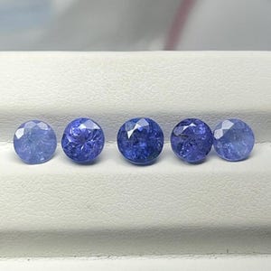 5 Pcs Tanzanite Round Cut Stone, Natural Tanzanite Faceted Gemstones, 4.50 Cts Calibrated Tanzanite Loose Stone Lot For Jewelry Making