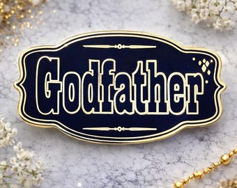 Pin de esmalte duro del Padrino: regalo de bautismo bañado en oro