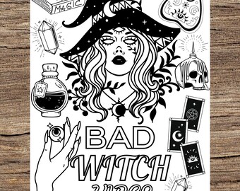 Página para colorear de malas vibraciones de bruja