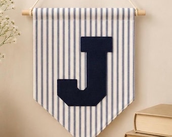Custom Felt Varsity Letter Banner,  Vintage Inspired Personalized Pennant for Nursery, Kids Room, Playroom, Wall Hanging Decor Gift