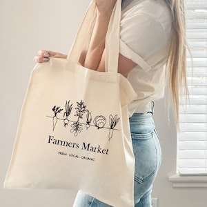 Canvas tote bag, Strawberry canvas tote bag, Farmers market tote, Summer Tote Bag, Shoulder Tote Bag, Mushroom Tote Bag