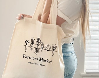 Canvas tote bag, Strawberry canvas tote bag, Farmers market tote, Summer Tote Bag, Shoulder Tote Bag, Mushroom Tote Bag
