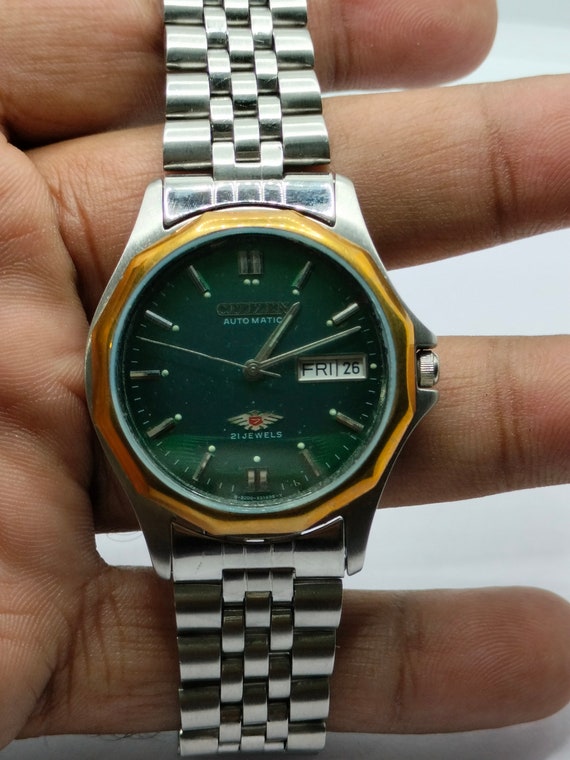 Rare Vintage Citizen Watch Automatic Mechanical Green… Gem