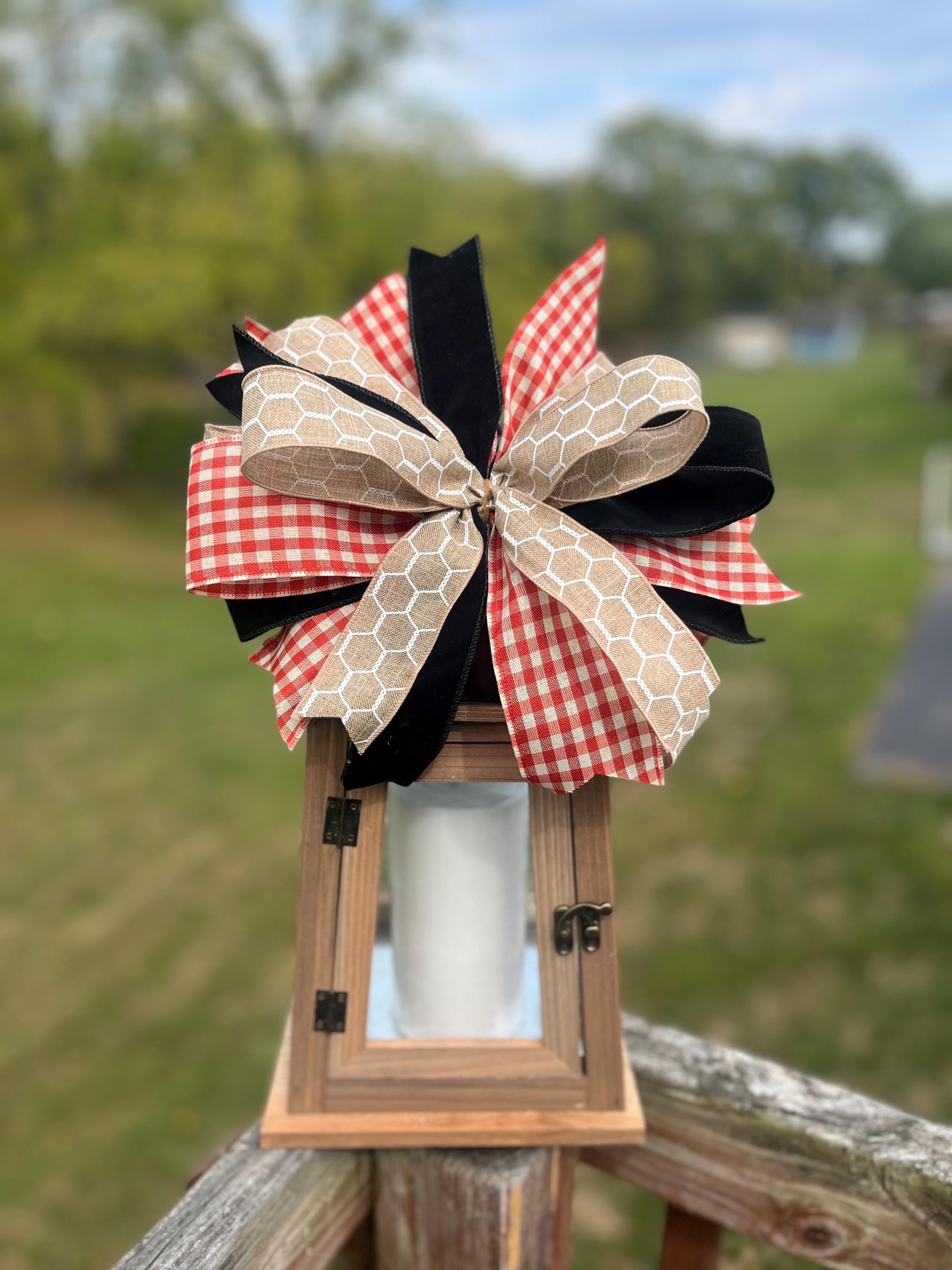 Rustic Fall Bow Farmhouse Style Lantern Bow, Fall Decoration, Wreath Bow, Mailbox Bow ...