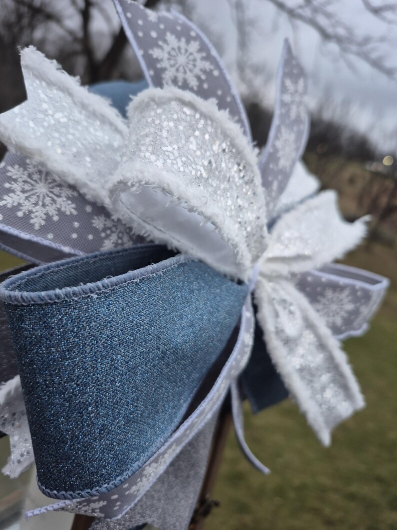 Christmas /winter Lantern Bow, Snowflake Decorative Holiday Bow, Wreath ...