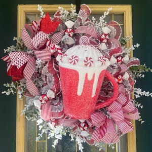 Christmas Hot Cocoa Wreath / Peppermint Candy Themed Christmas Wreath for Front Door/Gingerbread Theme/ Herman’s Wreath
