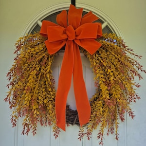 Fall Wreath for Front Door/ Fall Grass Wreath/ Grapevine Wreath / Autumn Wreath / Herman&#39;s Wreaths