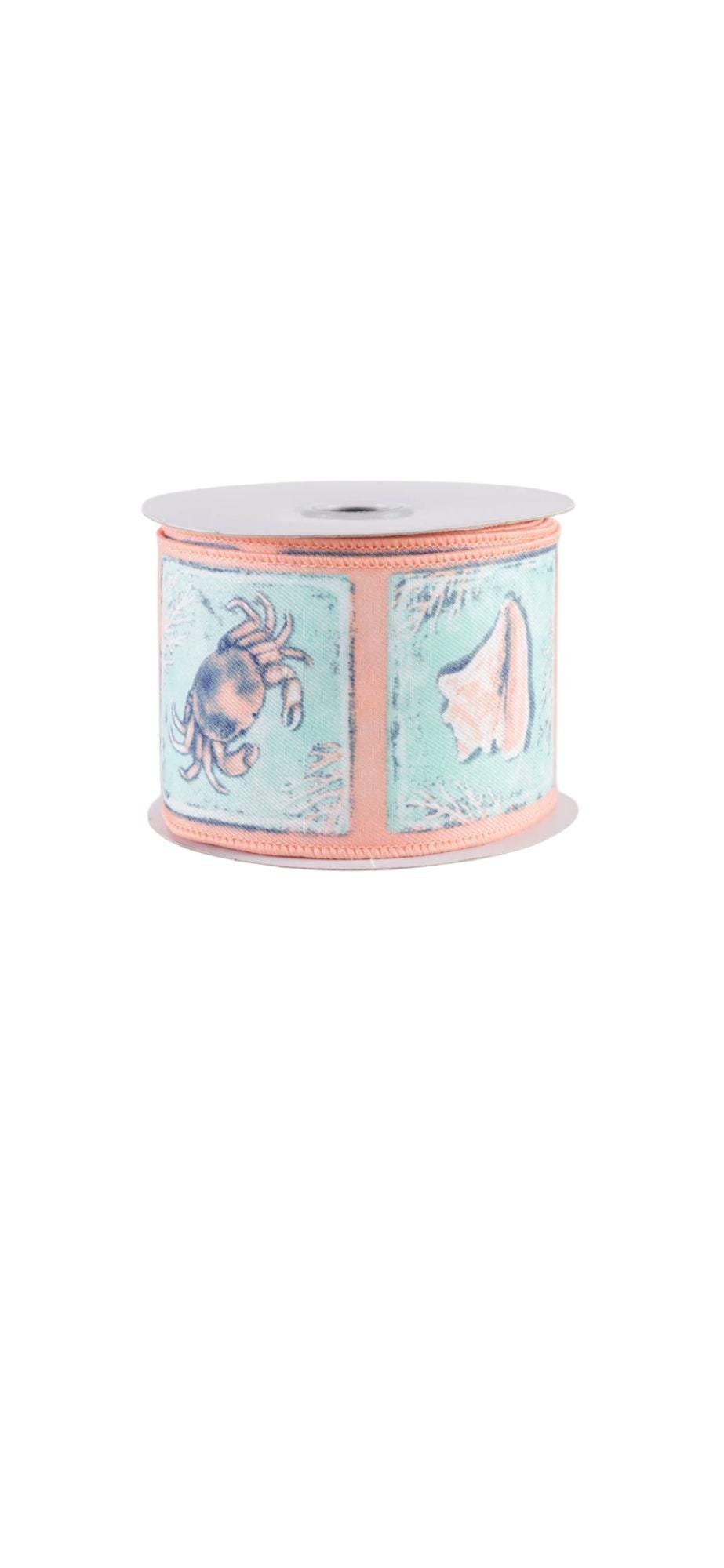 Shell Ribbons Beach/coastal Wired Ribbon , 2.5
