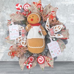 Gingerbread  Christmas Cookie  Wreath for Front Door / Candy Themed Christmas /Gingerbread House/ Classic Christmas /Herman’s Wreaths