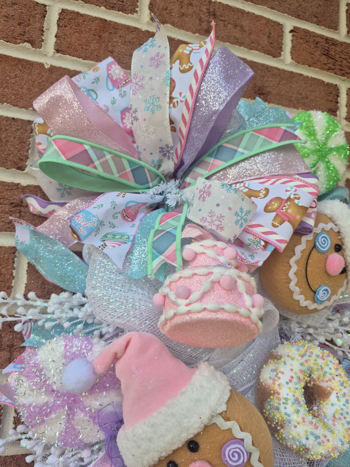 Gingerbread Christmas Swag Wreath for Front Door /pastel Candyland ...