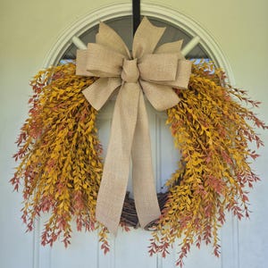 Fall Wreath for Front Door/ Fall Grass Wreath/ Grapevine Wreath / Autumn Wreath / Herman&#39;s Wreaths