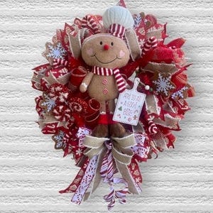 Gingerbread  Christmas Wreath for Front Door / Candy Themed Christmas /Baking Wreath / Gingerbread door hanger/ . Herman’s Wreaths