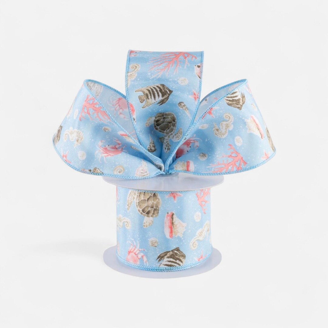 Ocean Ribbon Design Ocean /beach Theme Ribbon - 10 Yards. Sea Creature Wired Ribbon ...