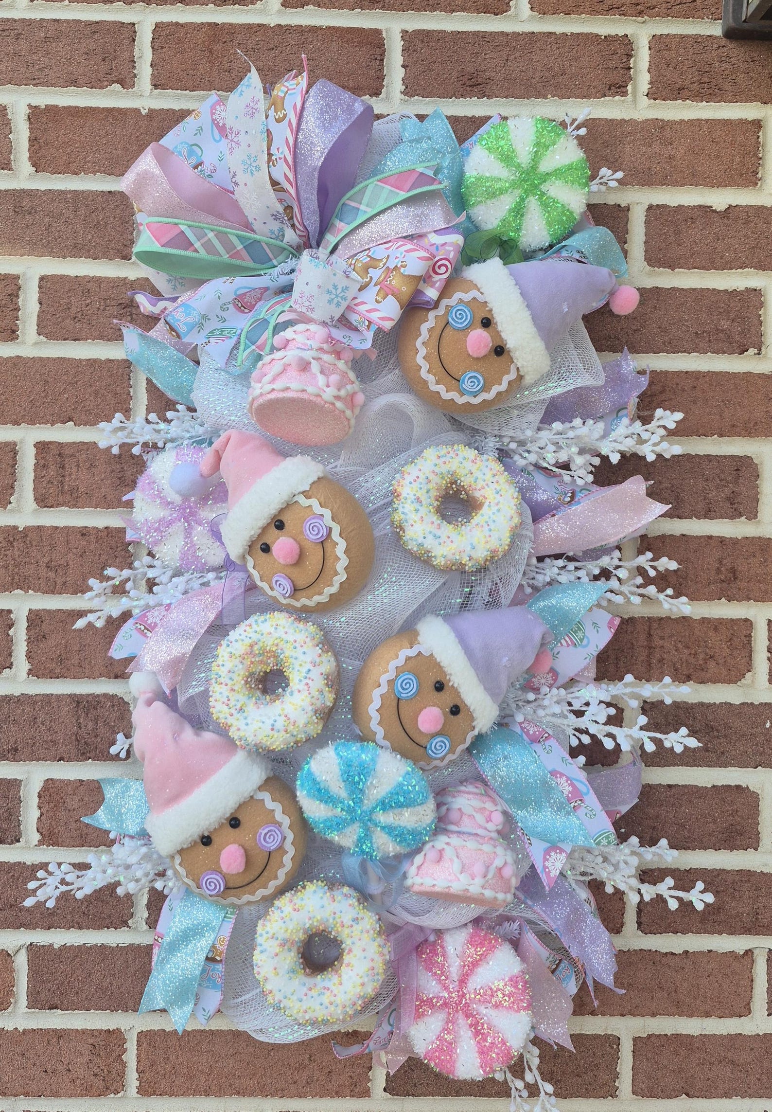 Gingerbread Christmas Swag Wreath for Front Door /pastel Candyland ...