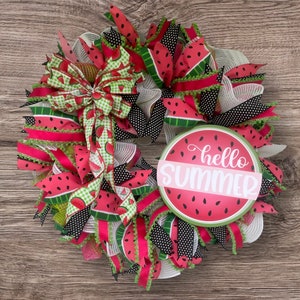 Hello Summer Watermelon Wreath for Front Door
