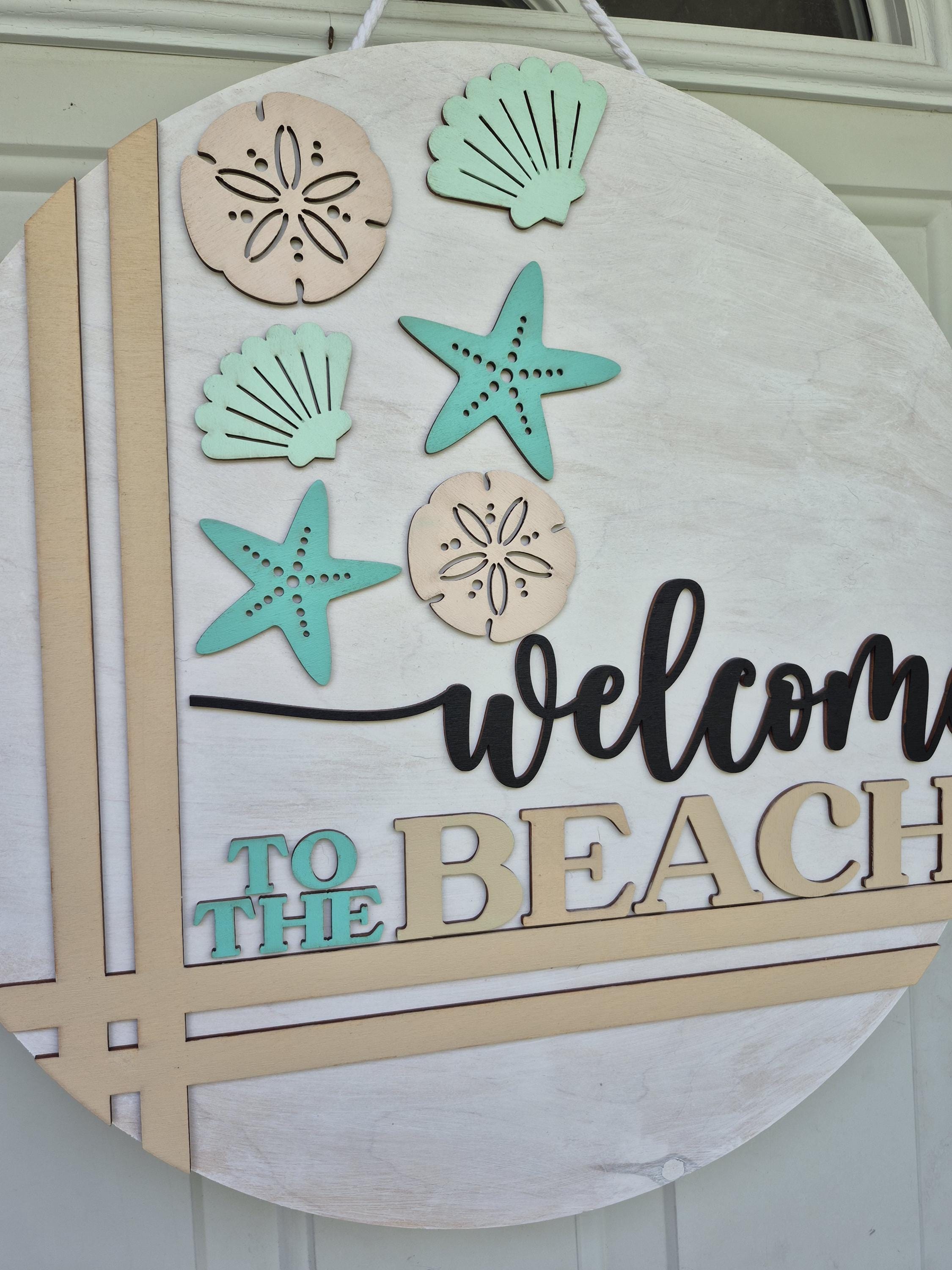 Beach Themed Wood Door Hanger, Ocean Decor, Coastal Decor, Beach House ...