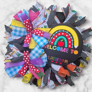 Teacher Welcome Wreath,  Personalized Teacher Gift , Teacher Appreciation Wreath, Classroom Decor, Classroom Wreath. Herman’s Wreaths