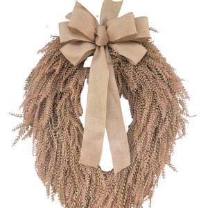 Fall Beadgrass Wreath for Front Door/ Neutral Fall Grass Wreath/ Grapevine Wreath / Browm Autumn Wreath / Herman&#39;s Wreaths