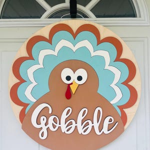 Thanksgiving Door Hanger for Front Door , Thanksgiving Mantle Decor, Turkey Thankful Sign, Fall Door Hanger. Herman’s Wreaths.