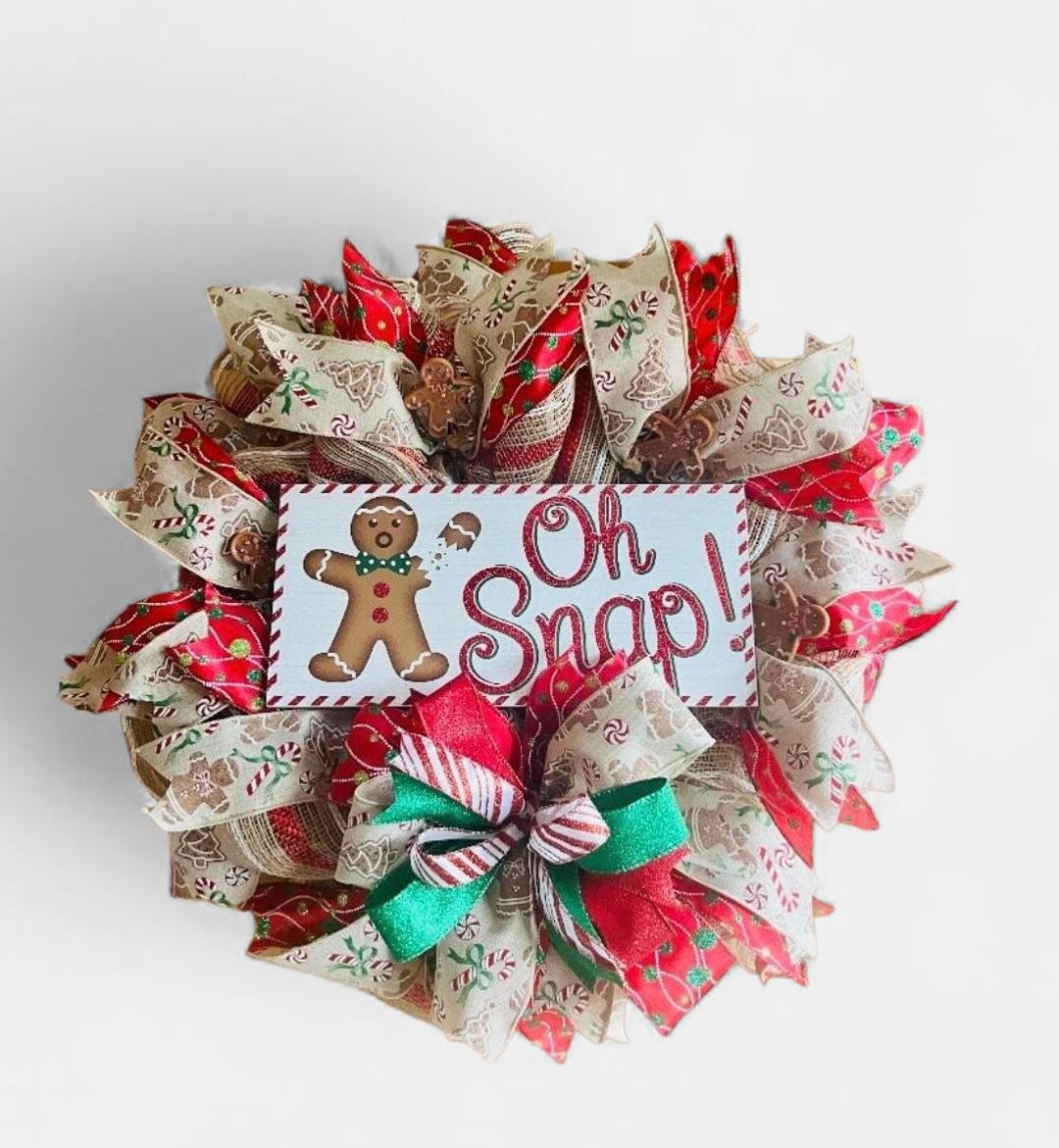 Gingerbread Christmas Wreath for Front Door/ Christmas Pancake Wreath ...