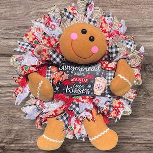 Hot Cocoa and Gingerbread Wreath/ Buffalo Plaid, Red and White Christmas Decor/ Herman’s Wreath/ Flocked Pine Wreath/Christmas Cheer.