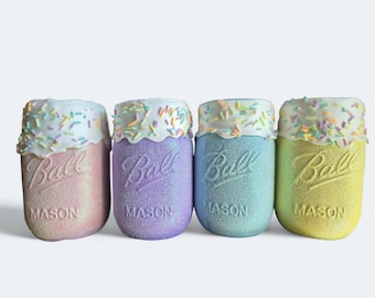 Pastel Candy Land Sprinkle Jars, Sweet One or Sweet 16 Party Decor, Glitter Mason Jars, Pint Size Mason Jars. Herman's Wreaths