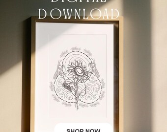 O Espírito do Girassol Pintura, Impressão, Arte de Parede Espiritual, Orgulho, Arte da Nova Era, Arte de Dormitório, O Sol Criativo, Download Digital