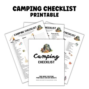Camping Planner Printable Checklist, Prepper Guide, Camp Packing List, Last Minute Gift for Campers