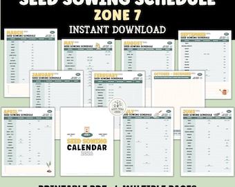 Calendrier des semis 2026 de la zone US Garden Zone 7 : agenda mensuel (téléchargement PDF)