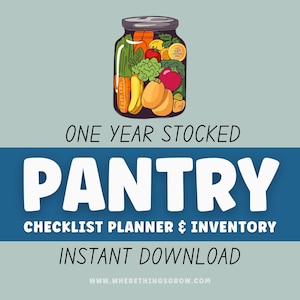 Pantry Inventory Checklist: One-Year Food Planner & Spice Jar Labels (Digital Download)