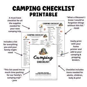 Camping Planner Printable Checklist, Prepper Guide, Camp Packing List, Last Minute Gift for Campers