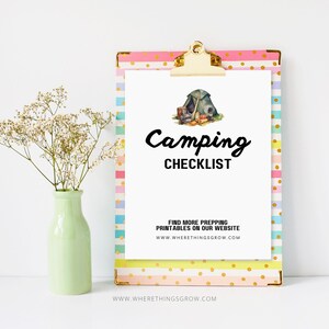 Camping Planner Printable Checklist, Prepper Guide, Camp Packing List, Last Minute Gift for Campers