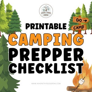Camping Planner Printable Checklist, Prepper Guide, Camp Packing List, Last Minute Gift for Campers
