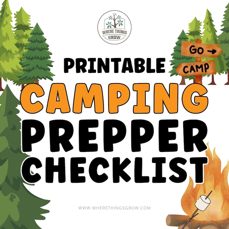 Camping Planner Printable Checklist, Prepper Guide, Camp Packing List, Last Minute Gift for Campers