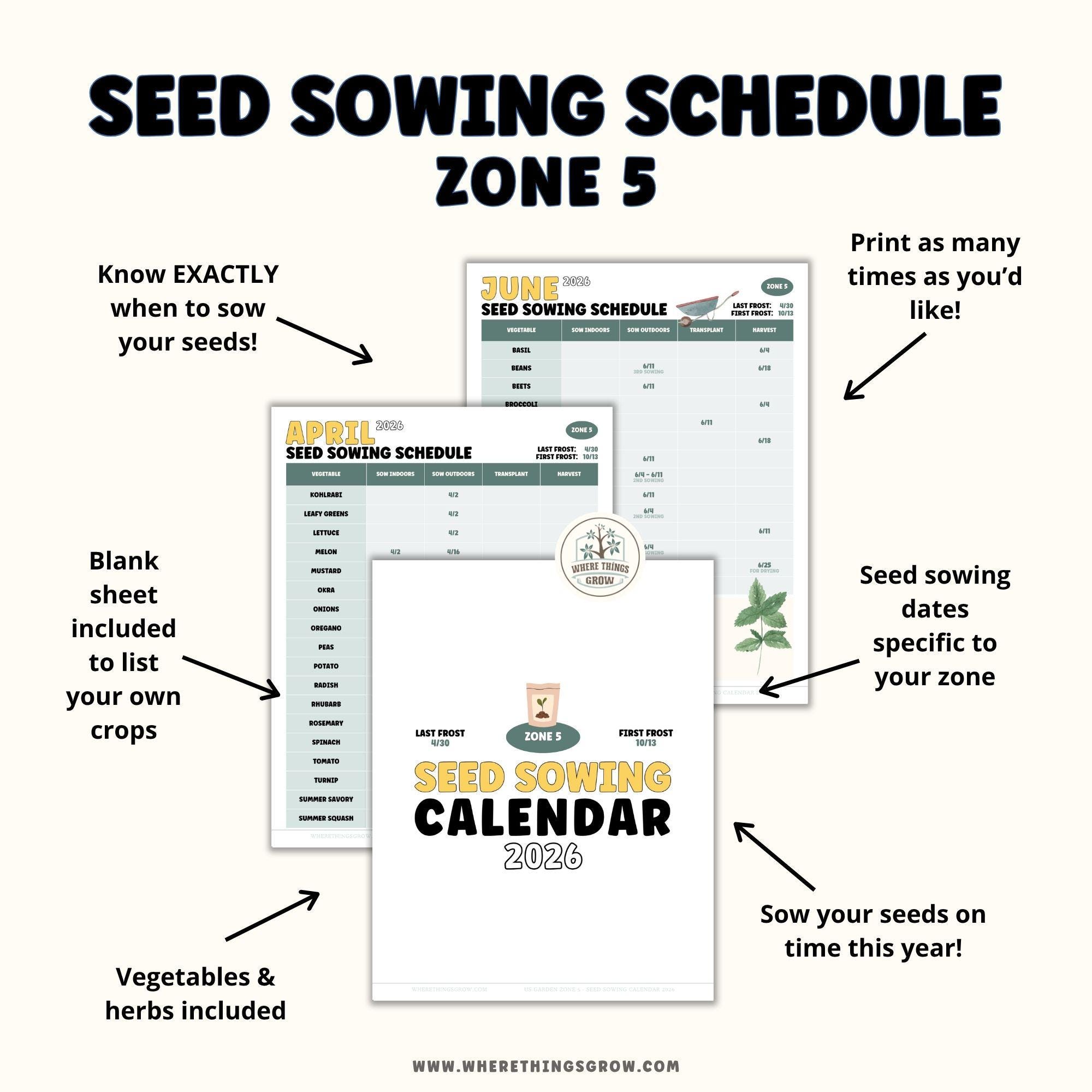 US Garden Zone 5 Seed Sowing 2026 Calendar: Vegetable & Herb Planting