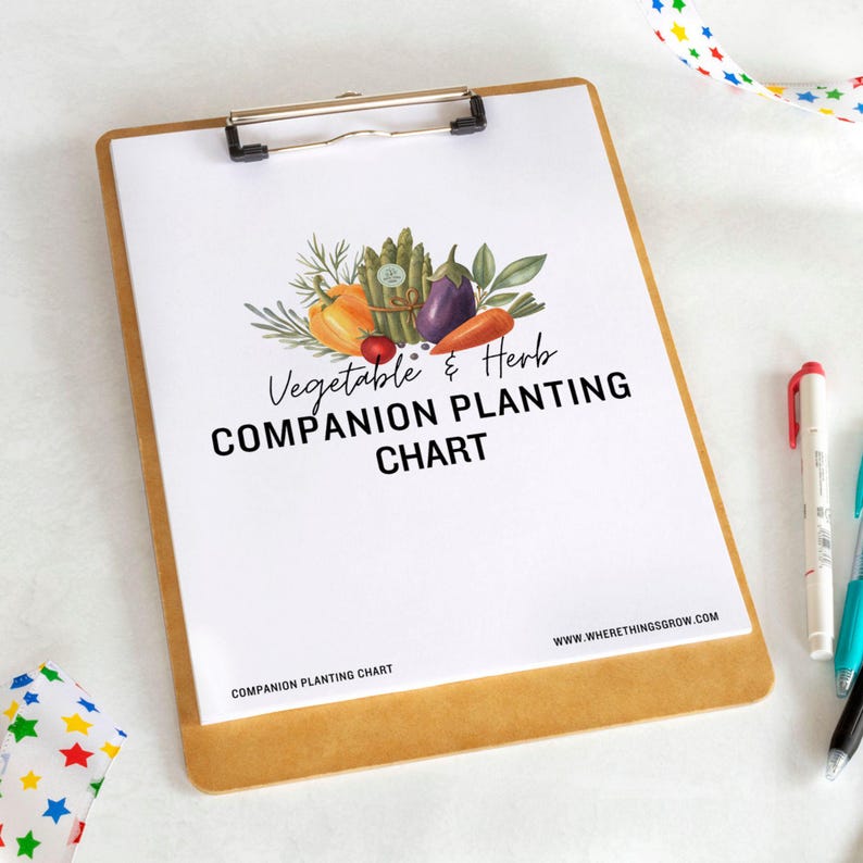 Vegetable & Herb Garden Companion Planting Guide, Garden Planner, Instant Download, Gift for Gardeners, Garden Printable