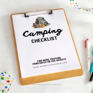 Camping Planner Printable Checklist, Prepper Guide, Camp Packing List, Last Minute Gift for Campers