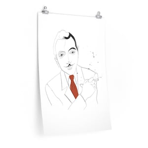 Django Reinhardt Pluma Tinta y Acuarela Póster Premium Gypsy Jazz Print Ilustración