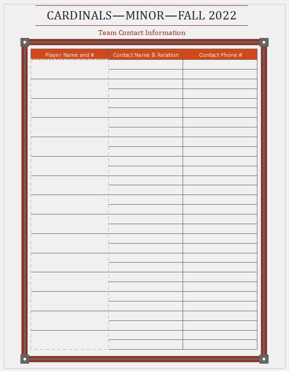 Mlb Roster Packets Digital Youth Sports Baseball Team Packet Red PDF File - Etsy