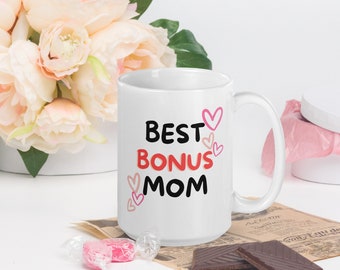 Taza blanca brillante para la mejor mamá extra