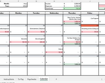 Herramienta de presupuesto de calendario de Excel