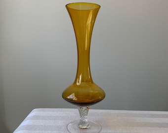 Vintage Amber Glass Bud Vase - MCM Style