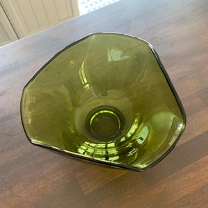 Olive Green Fruit Bowl - Vintage Anchor Hocking - MCM - Modern Shape