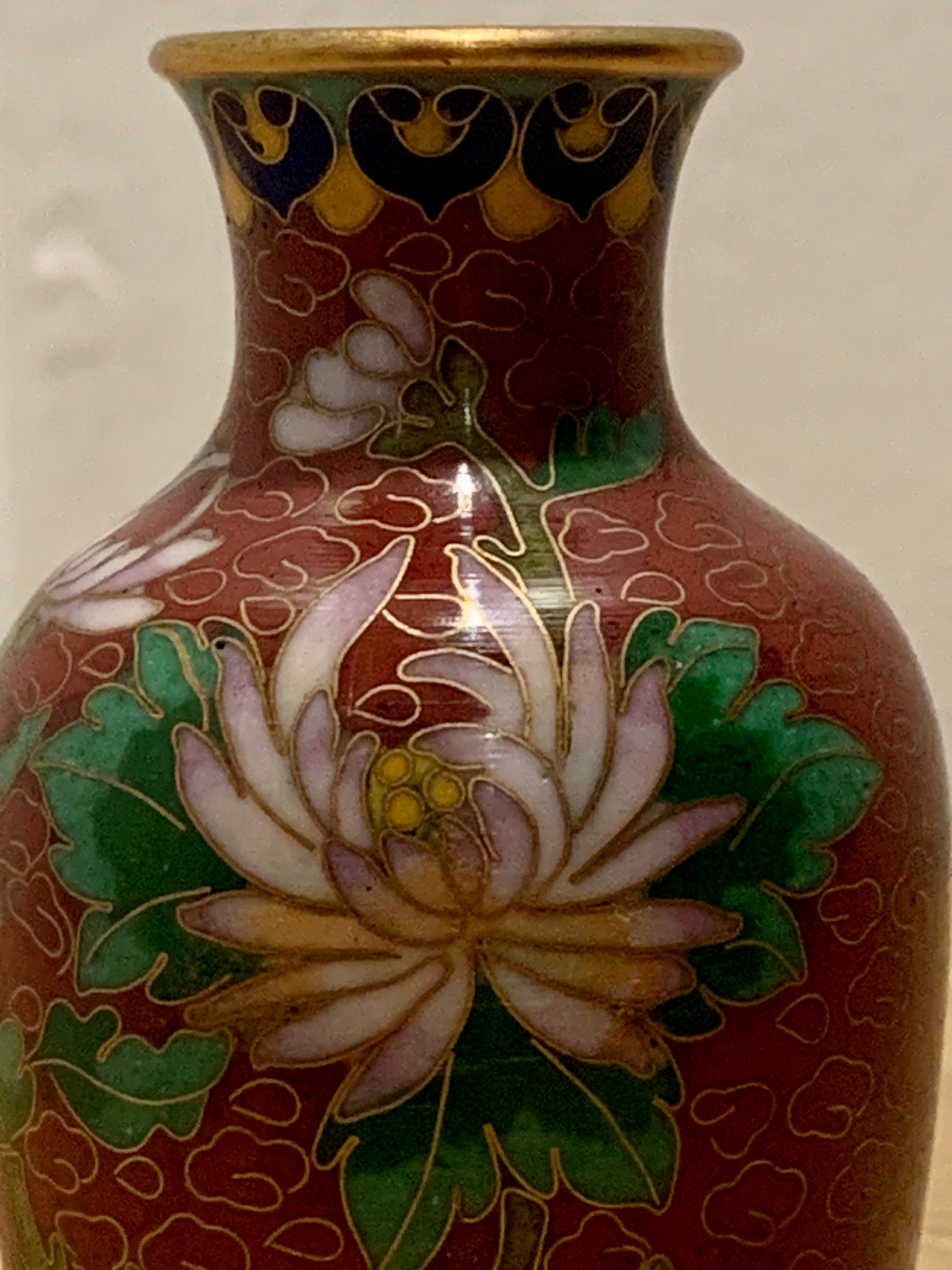 Vintage Cloisonné Small Metal Vase Etsy