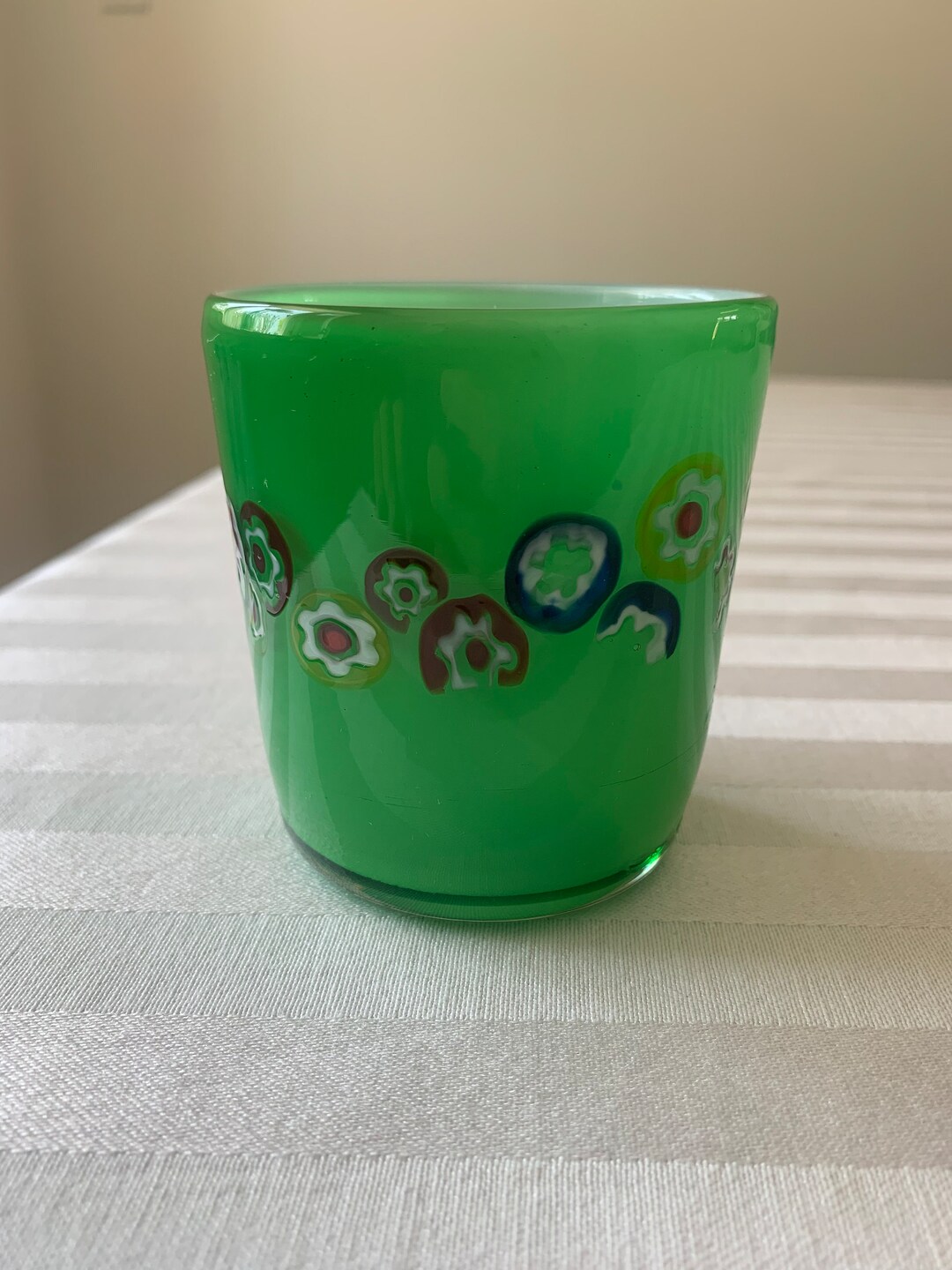 Art Glass Candle Holder Apple Green Hand Blown Glass Etsy