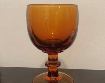 Colored Water Goblet Amber 8.5 Ounce Vintage-inspired Pattern Glass Wedding Goblets set of 6-Solid Glass Color 