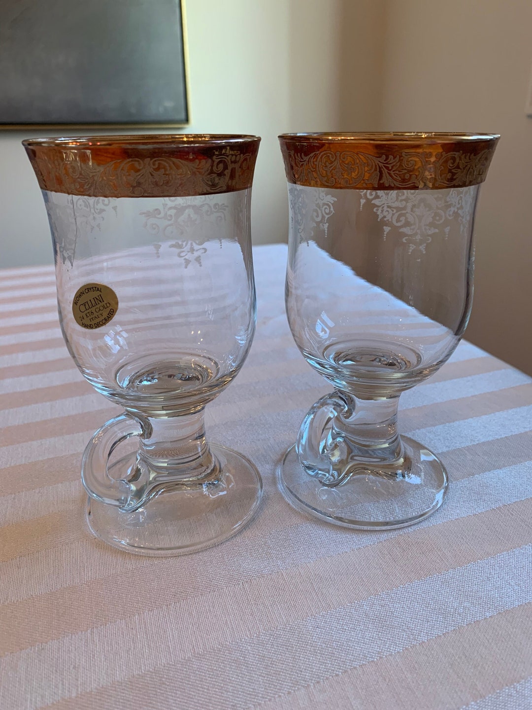 Italian Made Irish Coffee Crystalware by Cellini Set of Two Etsy