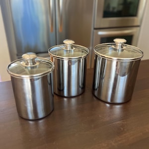 Vintage Williams Sonoma Stainless Steel Canister Set – Retro Kitchen Storage Jars