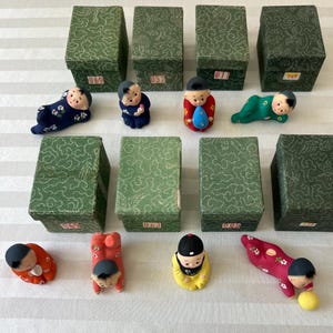 Vintage Tianjin Zhang Clay Dolls: Hand-Painted Chinese Figurines, Set of 8